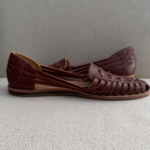 Nisolo Brown Woven Leather Huarache Flats